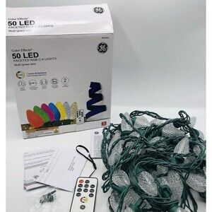 NEW GE Color Effects 50 LED  Faceted C-9 Lights 32.6 ft  7-Colors & 53 Functions